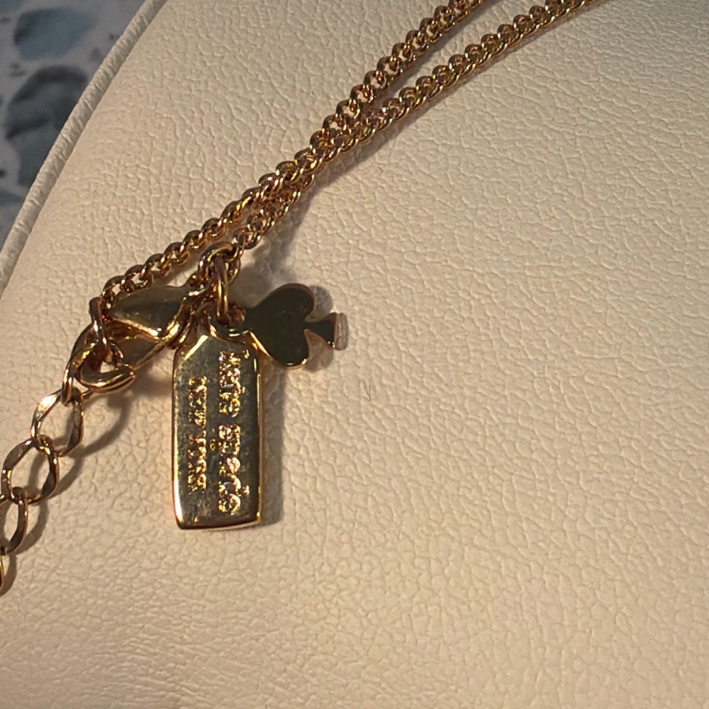 Kate Spade Gold NY State Coin Pendant Necklace Pave Edge - Picture 5 of 5